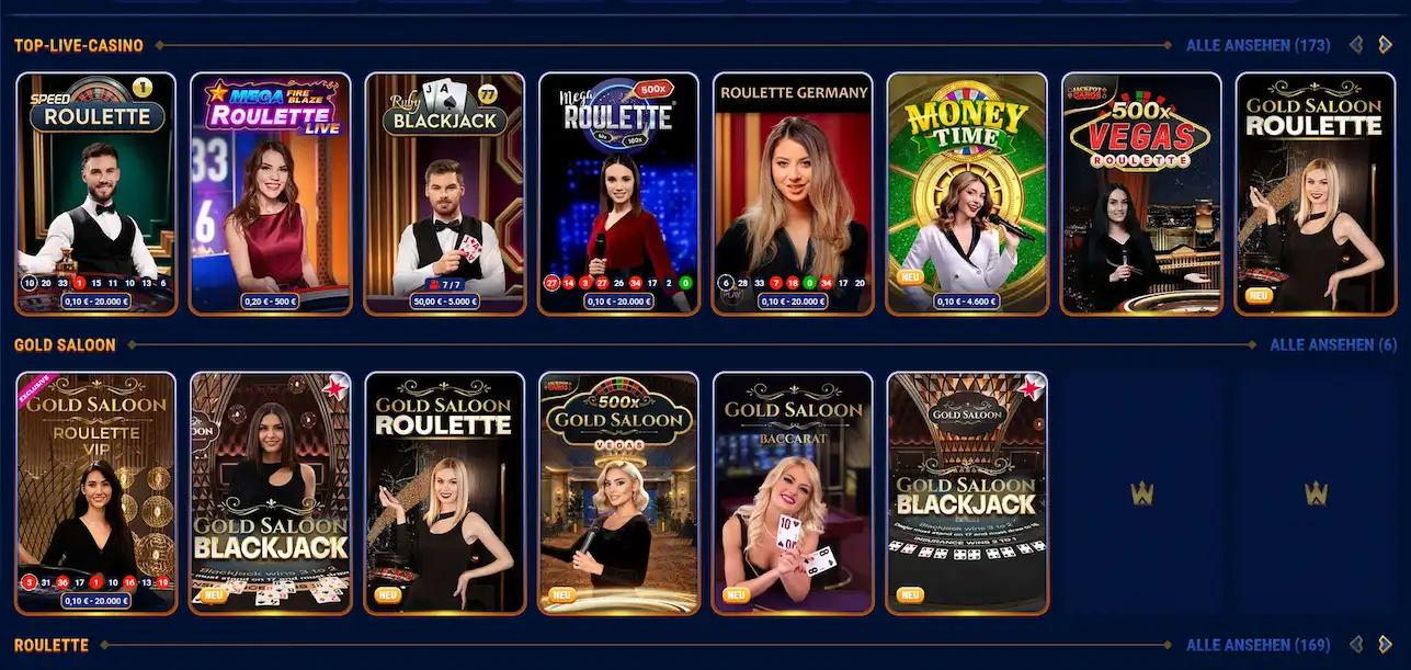 Wingaga Live Casino mit HD-Streaming und echten Dealern von Evolution Gaming